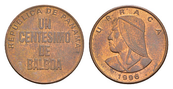 Панама 1 сентесимо 1996 KM 125 цинк плакированная медью 4644-629