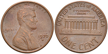США 1 ЦЕНТ 1970 D, ЛИНКОЛЬН KM 201 медь цинк 187-616