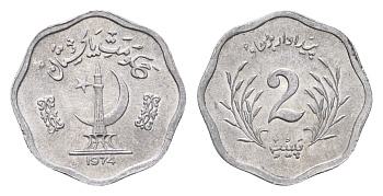 Пакистан 2 пайса 1974 KM 34 алюминий UNC 27-1033