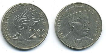 ЗАИР 20 МАКУТА 1976 ФАКЕЛ 4-1131