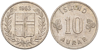 Исландия 10 эйре 1963 KM 10 медно-никель 187-365
