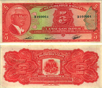 Гаити 5 гурдов 1979 (1980-1982) серия D, Pick 232 бумага UNC (ПРЕСС) 2192-47-1-2