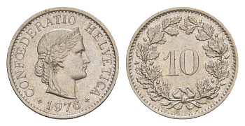 Швейцария 10 раппенов 1976 KM 27 медно-никель 4625-647