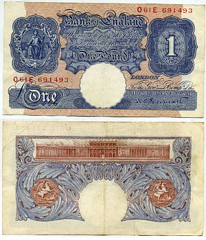 Англия 1 фунт ND (1940-1948) подпись Peppiatt Pick 367 а бумага 451-134-2