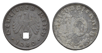 Германия 10 рейхспфеннигов 1940 B KM 101, J. 371 цинк 4684-235