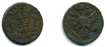 Россия деньга 1738 Анна Иоанновна (1730-1740) Биткин 365 медь 29-513