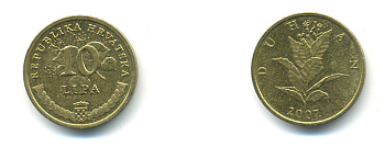 Хорватия 10 лип 2007 табак обыкновенный, легенда на хорватском KM 6 сталь плакированная латунью 177-237