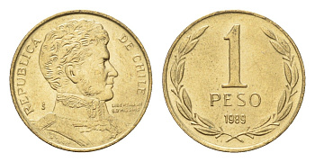 Чили 1 песо 1989 KM 216 алюминиевая бронза UNC 4689-149