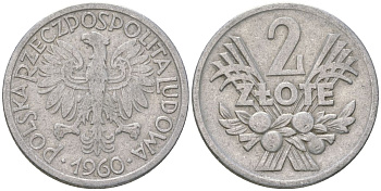 Польша 2 злотых 1960 MW Y 46 алюминий 4616-1011