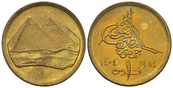 Египет 1 пиастр 1984 KM 553 алюминиевая бронза UNC 4387-318