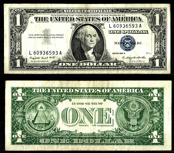 США 1 доллар 1957 Серия A, Джордж Вашингтон Pick 419 a бумага 2119-19-3-2