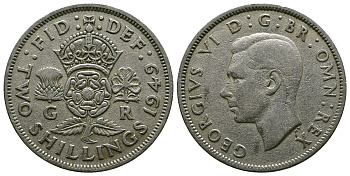 Великобритания 2 шиллинга (флорин) 1949 Георг VI (1936-1952) KM 878, Spink 4107 медно-никель 4381-1226