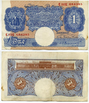 Англия 1 фунт ND (1940-1948) подпись Peppiatt Pick 367 а бумага 451-133-2