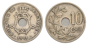 Бельгия 10 сантимов 1901 Belgique, Леопольд I (1865-1909) KM 48 медно-никель 4615-941