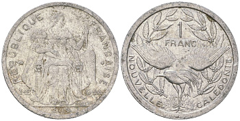 Французская Новая Каледония 1 франк 2018 птица кагу, (IEOM) KM 10, Schoen 10 алюминий 33-1245