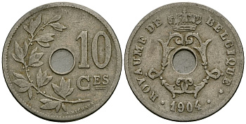 Бельгия 10 сантимов 1904 Belgique KM 52 медно-никель 4172-756