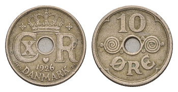 Дания 10 эре 1926 HCN, Кристиан X (1912-1947) KM 822 медно-никель 4658-268