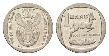 ЮАР 1 ранд 2007 KM 344 медь плакированная никелем 4627-465