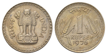Индия 1 рупия 1976 Отметка монетного двора - ромб - Бомбей KM 78.1 медно-никель 4624-1125
