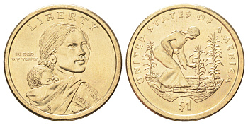 США 1 доллар 2009 Коренные Американцы - Три основные сельскохозяйственные культуры индейцев KM 467 медь с марганцево-латунным покрытием UNC 4666-954