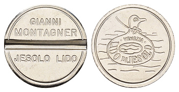 Италия, Лидо-ди-Йезоло, Венеция жетон для равлечений Sale Giochi утка, диаметр 24 мм, вес 6,2 гр нержавеющая сталь 4670-611