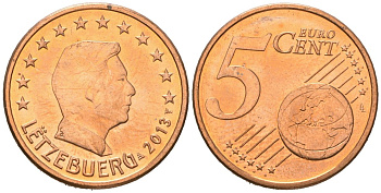 Люксембург 5 евроцентов 2013 KM 77 сталь плакированная медью UNC 4618-818