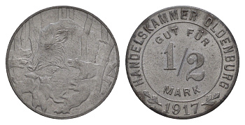 Ольденбург 1/2 марки 1917 Funck 407.1, Men18 14948.4 железо 1517-1321