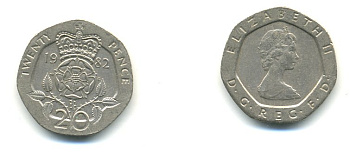 Великобритания 20 пенсов 1982 Елизавета II (1952-2022) KM 931, Spink 4230 (G1) медно-никель 59-311