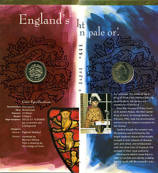 Великобритания 1 фунт 1997 Елизавета II (1952-2022), в запайке KM 975, Spink 4340 никель латунь BUNC 5-4-4-29