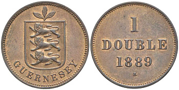 Гернси 1 дабл (дубль) 1889 H KM 10 бронза 3851-1012