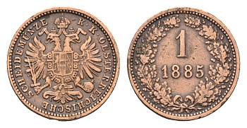 Австрия 1 крейцер 1885 Франц Иосиф I (1848-1916) KM 2187 медь 66-232