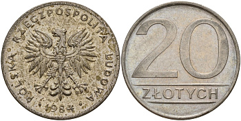 Польша 20 злотых 1984 MW Y 153.1 медно-никель 4187-625
