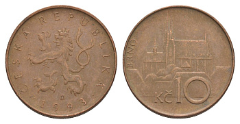 Чехия 10 крон 1994 кафедральный собор, город Брно KM 4 сталь плакированная медью 4631-1022
