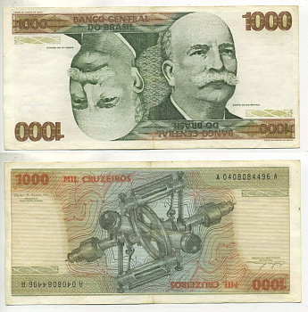 БРАЗИЛИЯ 1000 КРУЗЕЙРО 1978 ПОДПИСЬ 18 Pick 197a бумага 7484-57-1