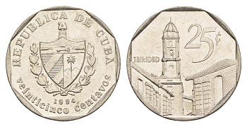 Куба 25 сентаво 1994 площадь в Тринидаде KM 577.1 сталь плакированная никелем 4646-412