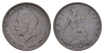 Великобритания 1/2 пенни 1934 Георг V (1910-1936) KM 837, Spink 4058 бронза    4660-555