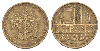 Франция 10 франков 1978 KM 940 медь алюминий никель 4543-723