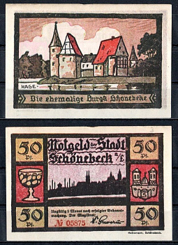 Шёнебек-на-Эльбе (Пруссия, Саксония) 50 пфеннигов 1921 Mehl Grabowski 1196.1a-3/5 бумага UNC (пресс) 7553-7-2-2