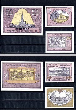 Фюрстенберг (Мекленбург-Стрелиц) полный набор из 6 нотгельдов (10, 25 и 50 пфеннигов) 1922 Mehl Grabowski 402.15 бумага UNC (пресс) 7555-15-2-2
