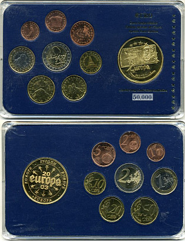 Словения евронабор из 8 монет 2007 плюс жетон в пластиковой упаковке UNC 5-4-1-28