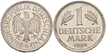 ФРГ 1 МАРКА 1990 G KM 110 медно-никель 75-735
