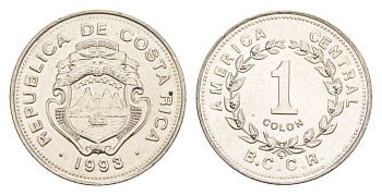 Коста-Рика 1 колон 1993 KM 210 нержавеющая сталь UNC 4644-355