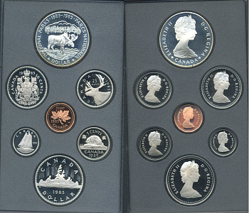 Канада набор из 7 монет 1985 в оригинальной коробке с сертификатом серебро PROOF 00-00