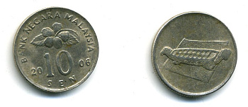 Малайзия 10 сенов 2006 цветок KM 51 медно-никель 4364-655