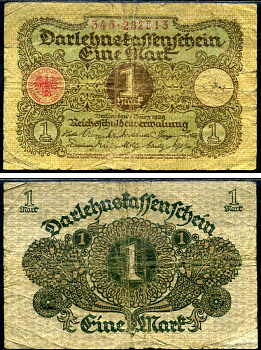 Германия 1 марка 1920 Pick 58 бумага 6301-5-1-1