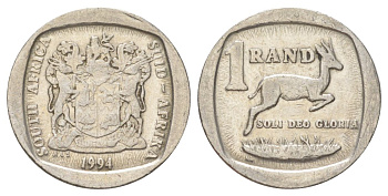ЮАР 1 ранд 1994 KM 138 медь плакированная никелем 4627-312