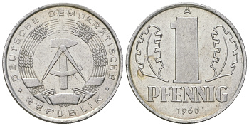 ГДР 1 пфенниг 1960 A KM 8.1 алюминий 4164-632