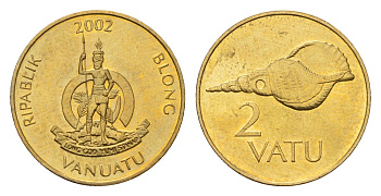 Вануату 2 вату 2002 KM 4 медь алюминий никель UNC 4598-367
