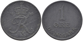 ДАНИЯ 1 ЭРЕ 1956 С; S, ФРЕДЕРИК IX (1947-1972) KM 839.2 цинк 100-251