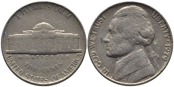 США 5 ЦЕНТОВ 1979 ДЖЕФФЕРСОН KM А192 медно-никель 31-637